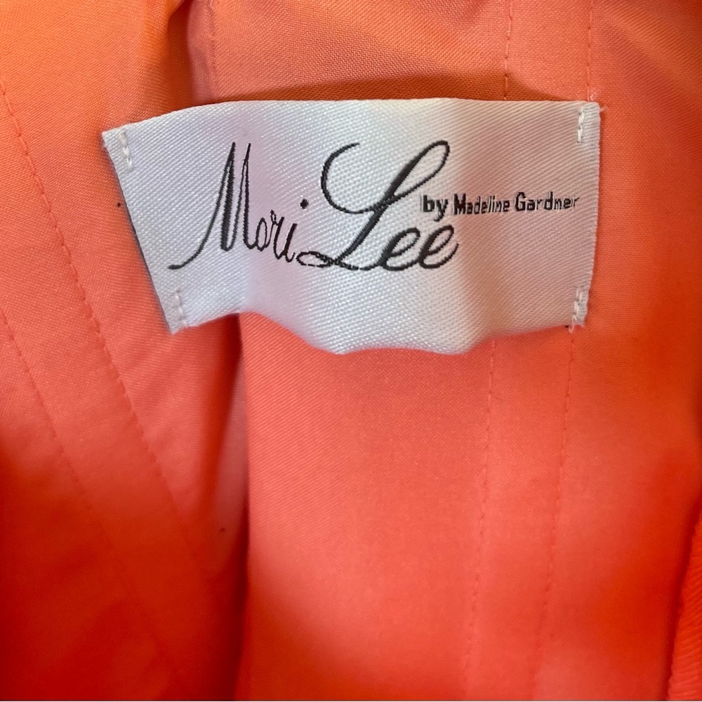 Mori Lee Strapless Dress in Vibrant Coral - Picture 4 of 5
